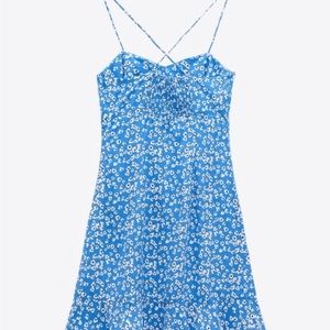 Zara mini blue floral dress